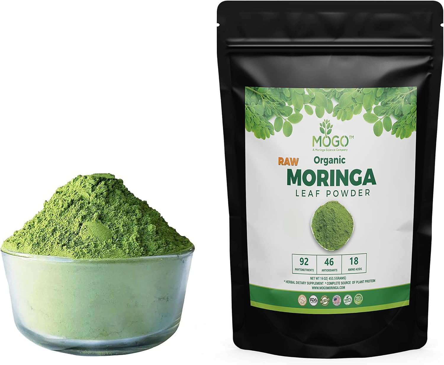 MOGO Organic Moringa Leaf Powder 8 oz