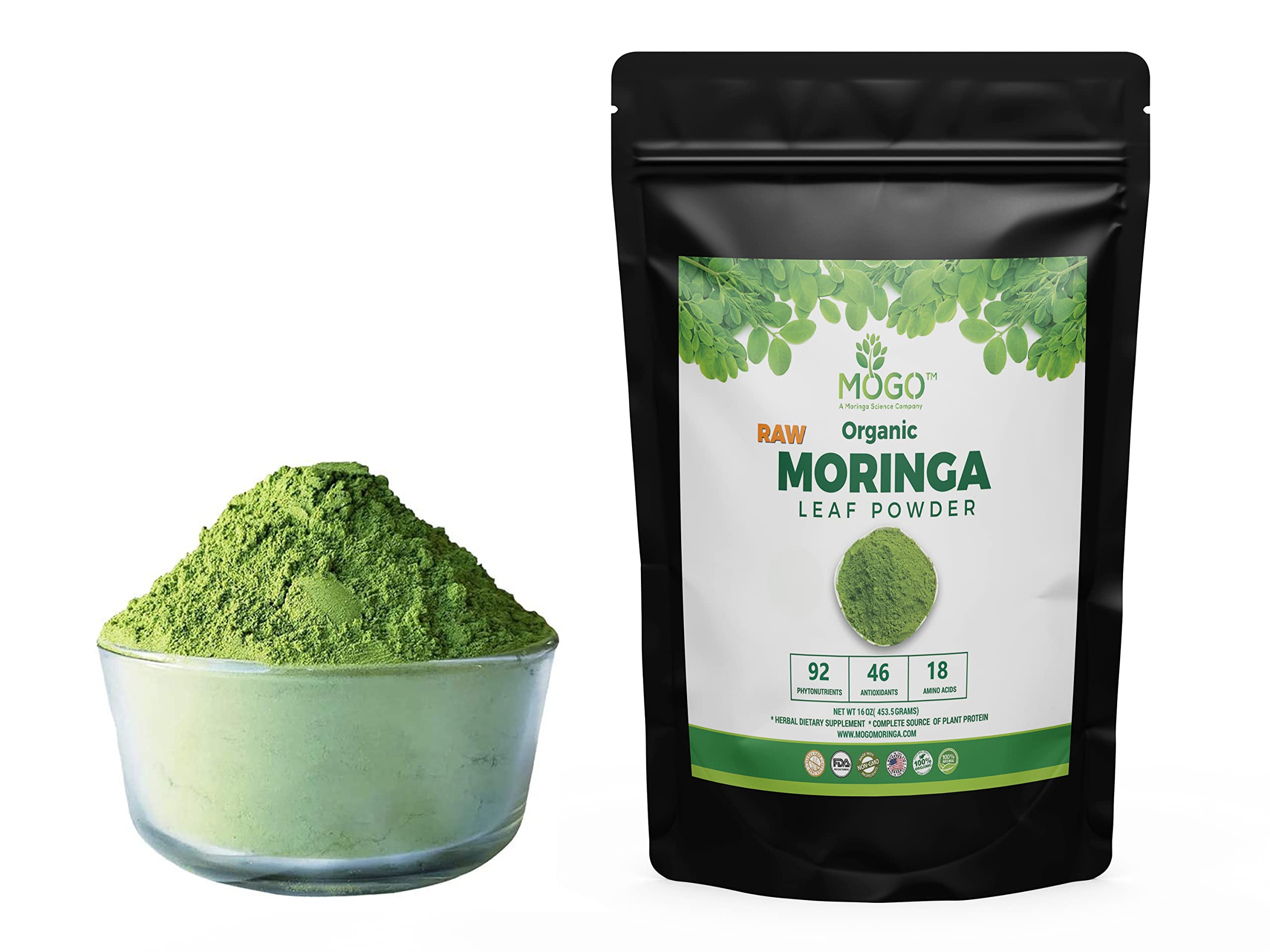 MOGO Organic Moringa Leaf Powder 8 oz