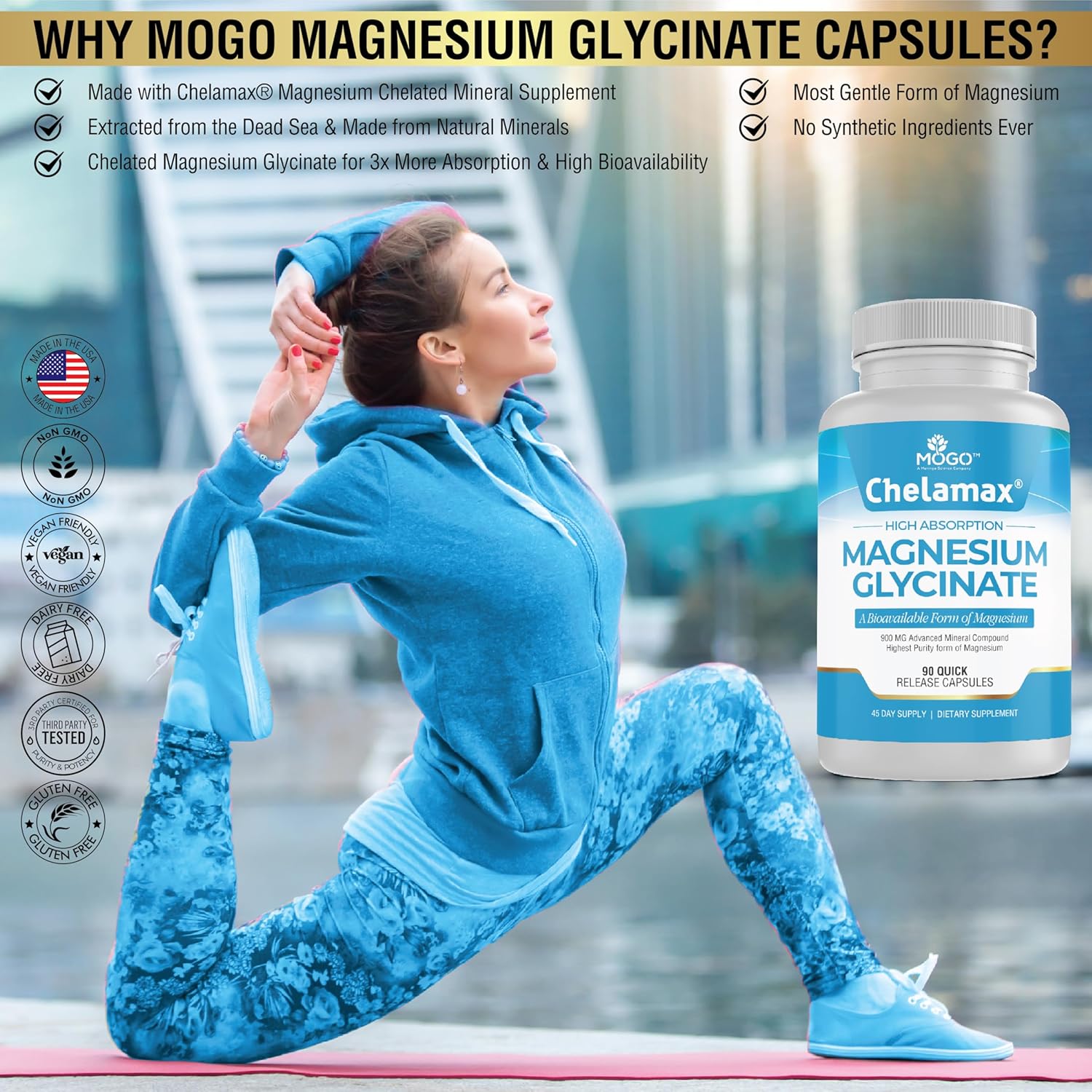 Chelamax Magnesium Glycinate 900mg Capsules.